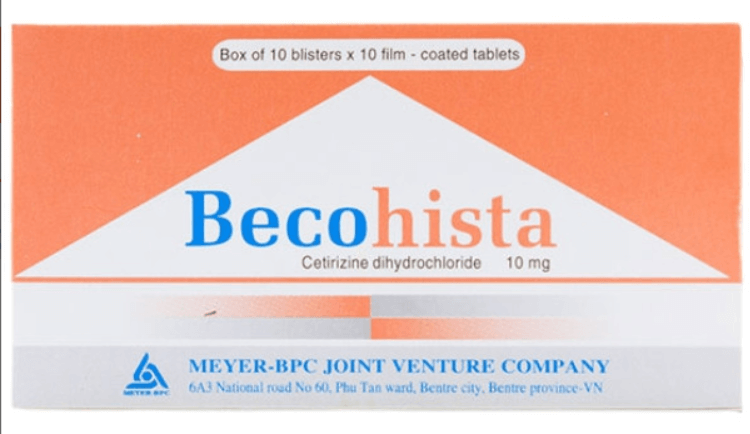 Thuốc Becohista 10mg điều trị triệu trứng viêm mũi dị ứng (Hộp 10 vỉ x 10 viên)